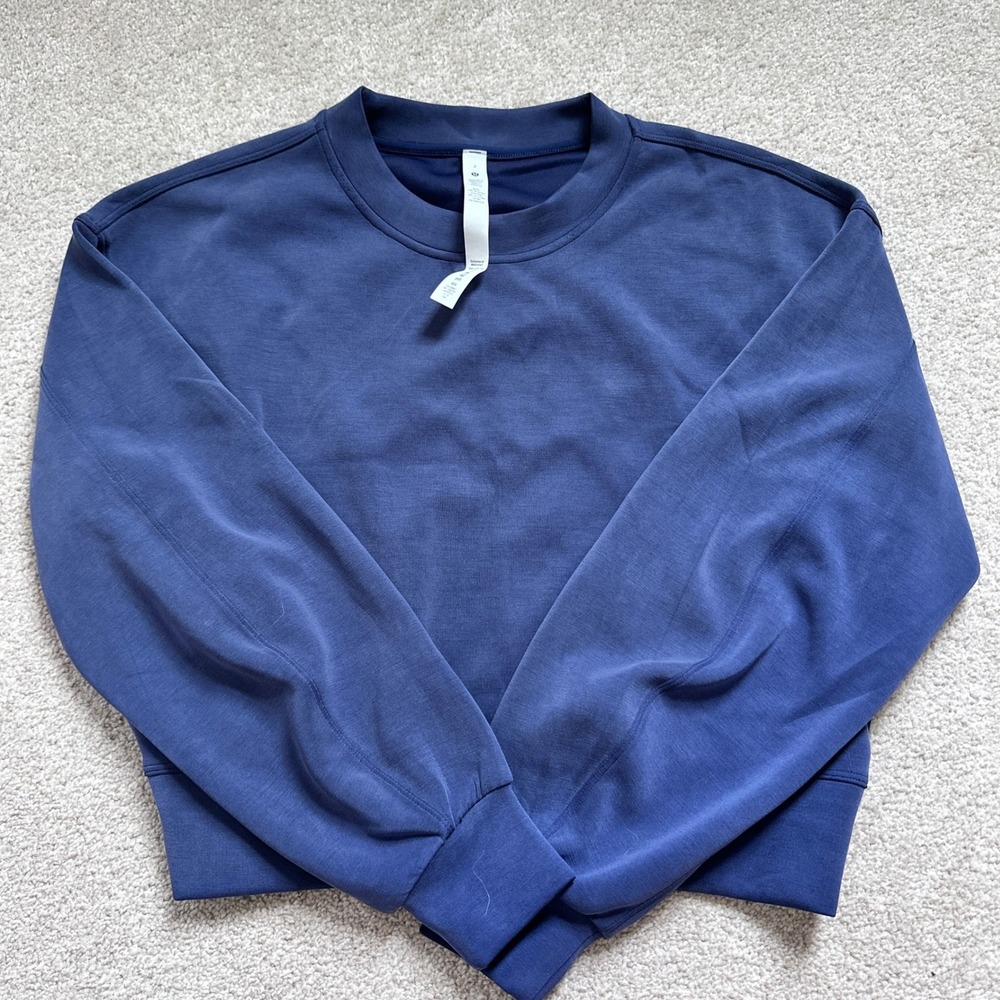 Lululemon Perfectly Oversized Cropped Crew Softstreme‎ Night Sea Blue Mist 2
